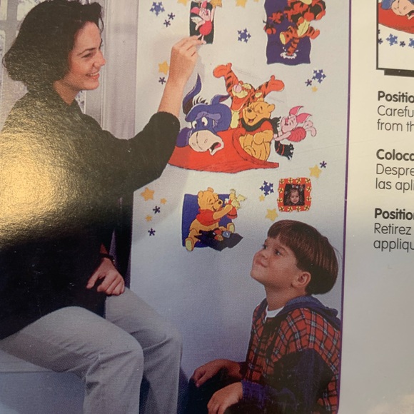 Disney Jumbo Stick Ups Pooh Tigger Sled Winter Disney Wall Decor Vintage 1990's - Picture 11 of 13